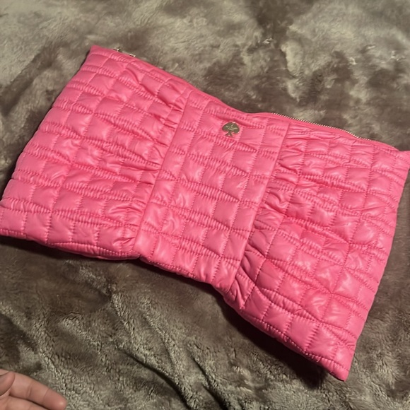KATE SPADE Bubble Gum Pink Puff Quilted Travel Make Up or Storage Bag (Large) - Picture 6 of 6